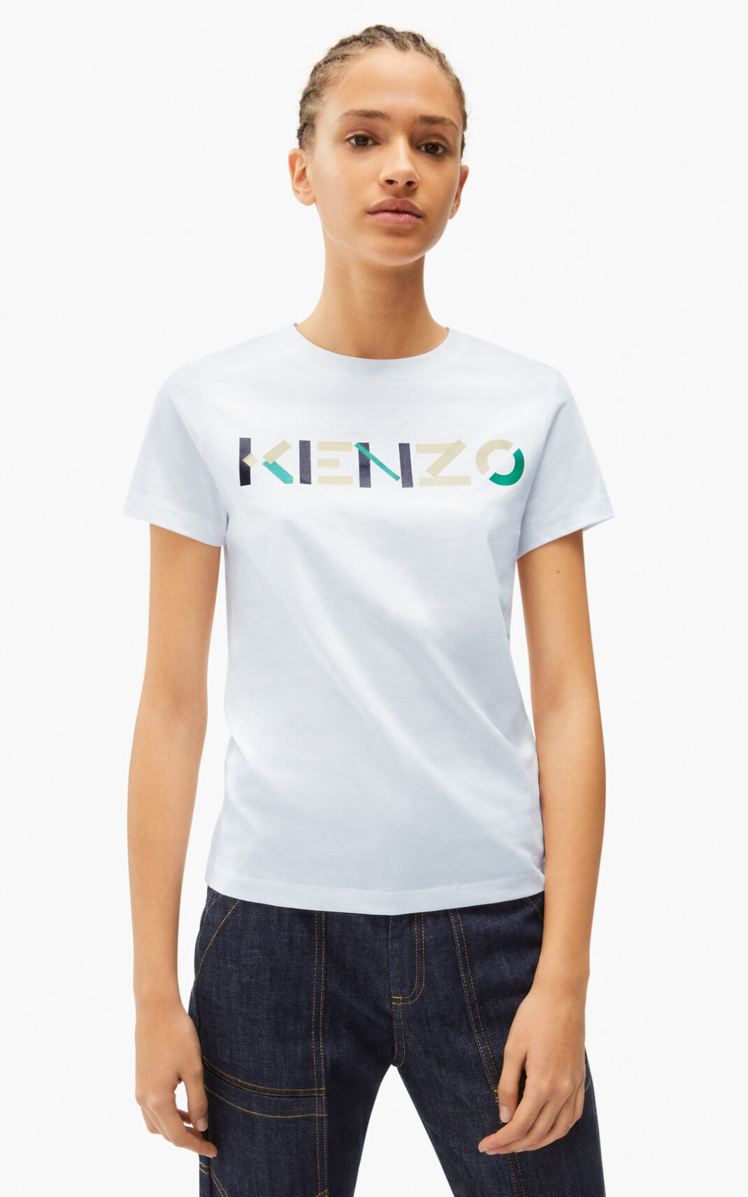 Camiseta Kenzo with multicoloured logo Feminino - Branco | 216ICHYAP